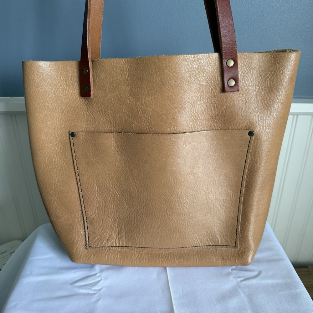Portland Leather Goods Medium Brown Leather Tote Shoulder Bag Purse